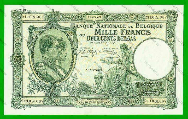 GERESERVEERD !!!!!!!!!!   1000 Francs Type Nationale reeks 1943* Lot 1902617067