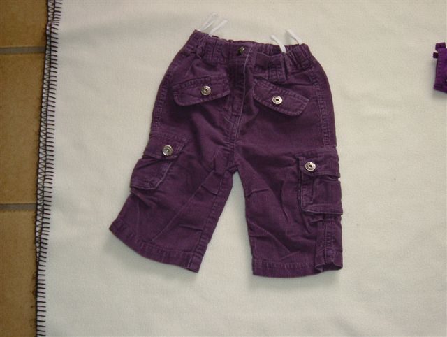Paars ribfluelen broek & t-shirt, maat 68 meisjes
