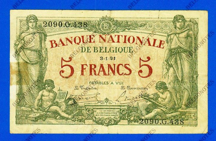5 Francs Type Brussel* 03-01-1921*.Lot 190261438