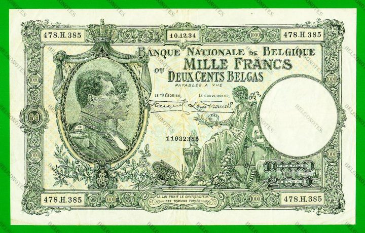 1000 Francs Type Nationale reeks 1934* Lot 1902612385