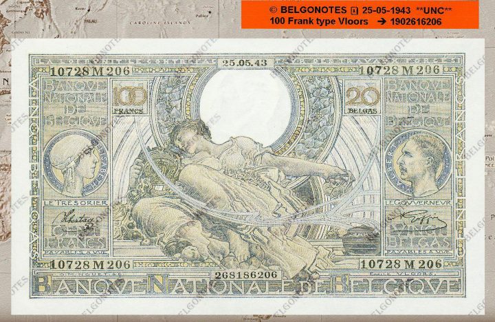 100 Francs Type VLOORS **UNC** 1943 * Lot 1902616206