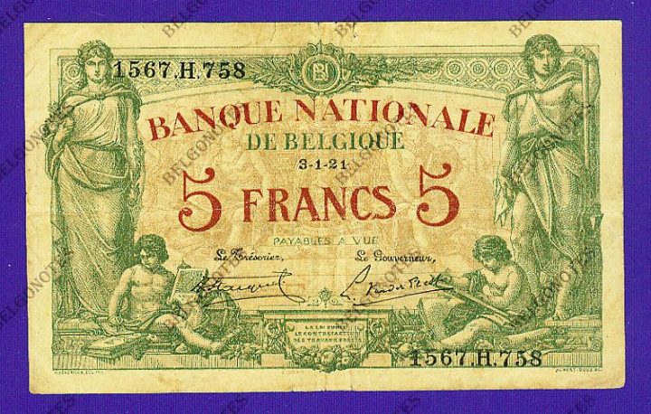 5 Francs Type Brussel* 03-01-1921*.Lot 190261758