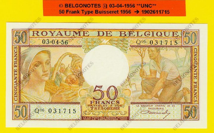 50 Francs type Buisseret 1956**UNC**Lot 1902611715