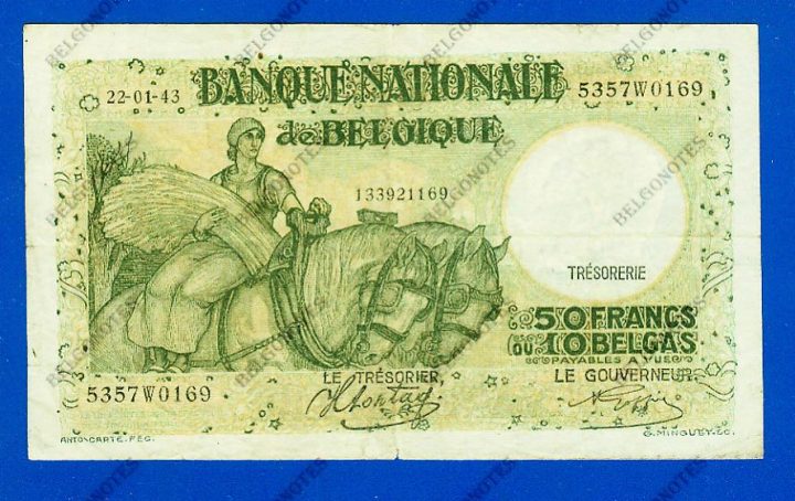 50 Francs Type Anto carte 22-01-1943*.Lot 1902610169