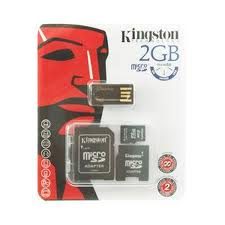 KINGSTON Micro SD 2 GB + 2 adaptors + USB reader