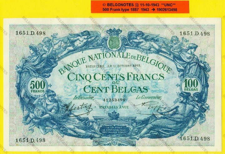 500 Francs Type '1887' 11-10-1943**UNC**Lot 1902613498
