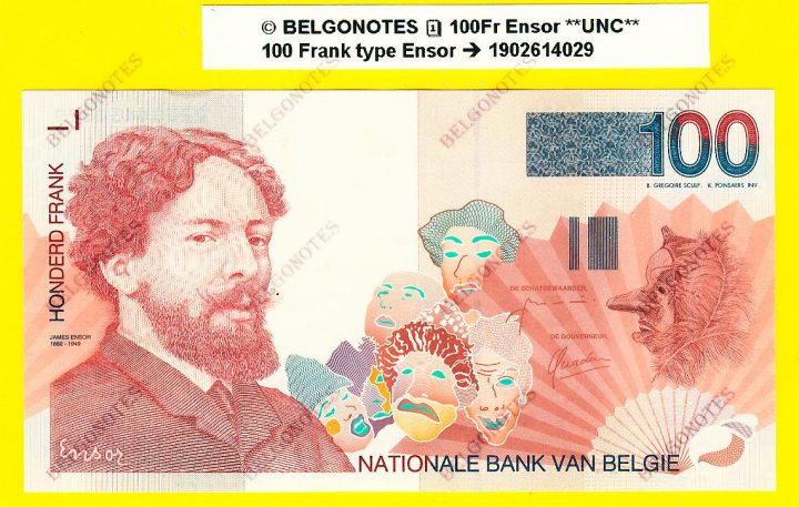 100 Francs Type Ensor **UNC**  Lot 1902614029