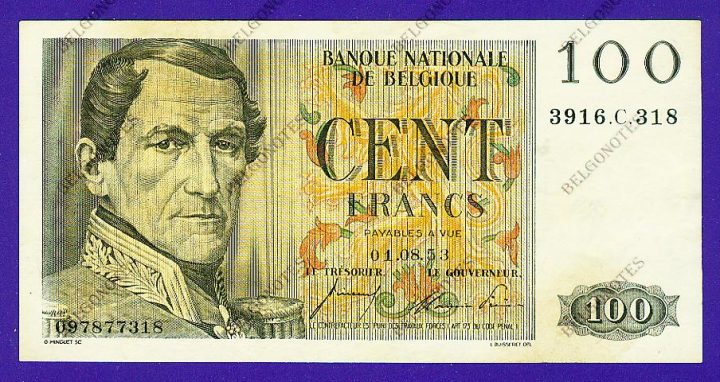 100 Francs Type Eeuwfeest*1953*Lot 1902617318  PR!!!