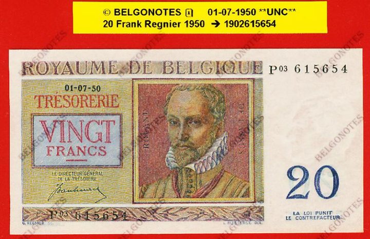 20 Francs Type Regnier **UNC**1950** Lot 1902615654