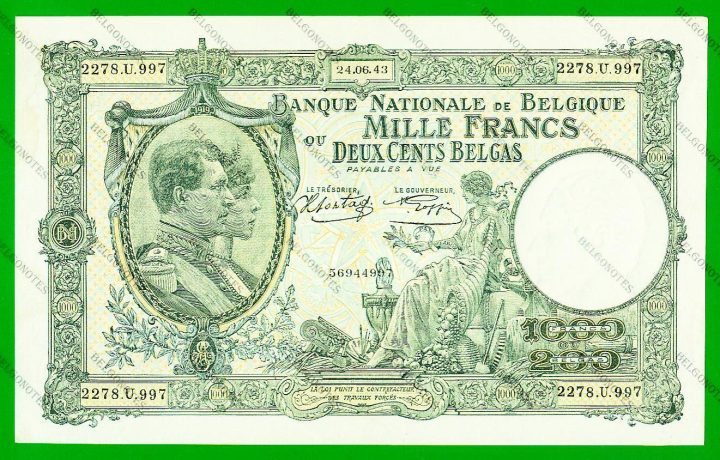 1000 Francs Type Nationale reeks 1943**AUNC** Lot 1902614997
