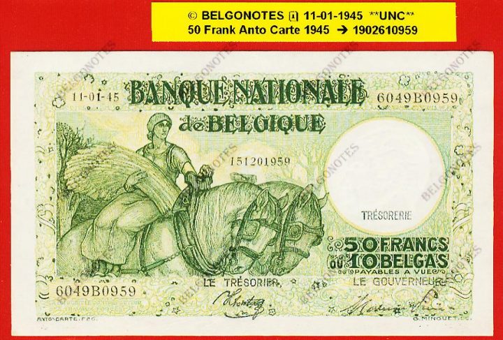 50 Francs Type Anto Carte**UNC**1945** Lot 1902610959