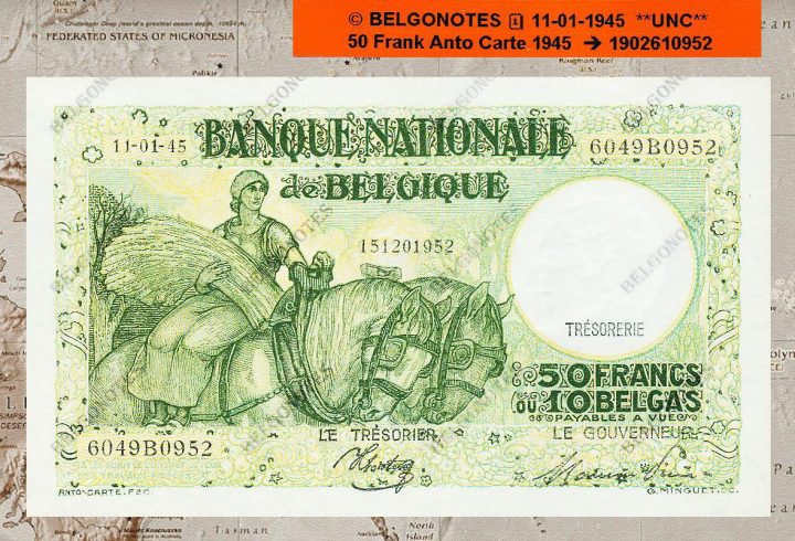 50 Francs Type Anto Carte**UNC**1945** Lot 1902610952