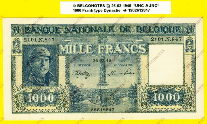 1000 Francs Type Dynastie **UNC-AUNC**1945** Lot 1902612847