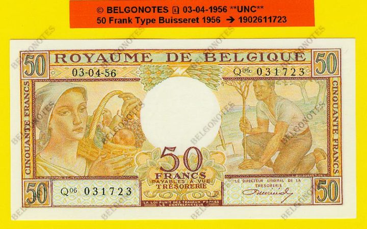 50 Francs type Buisseret 1956**UNC**Lot 1902611723
