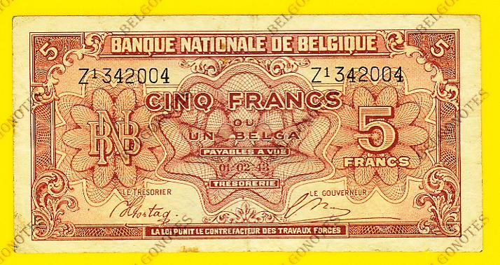 5 Francs type Londen*01-02-1943*Lot 1902612004