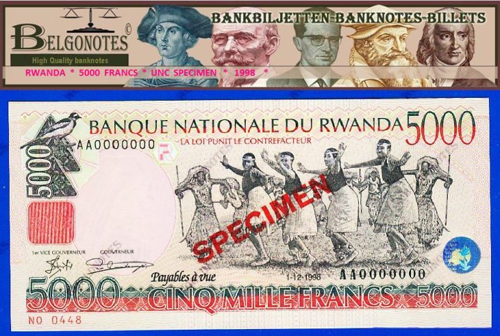 **UNC** Rwanda 1998* 5000 Francs ***SPECIMEN ***