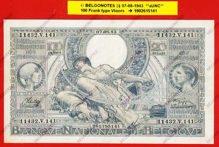 100 Francs Type Vloors **AUNC**1943** Lot 1902615141