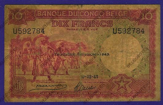 GERESERVEERD !!!   10 Francs  10-02-1943 * Lot 2410592784