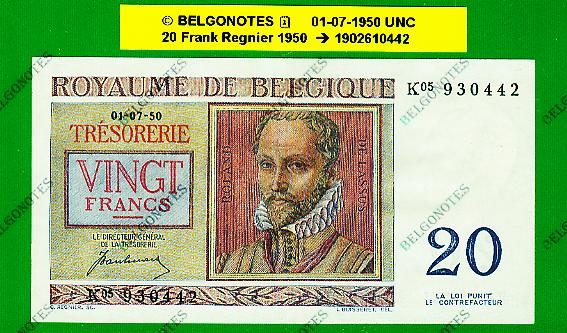 20 Francs Type Regnier **UNC**1950** Lot 1902610442