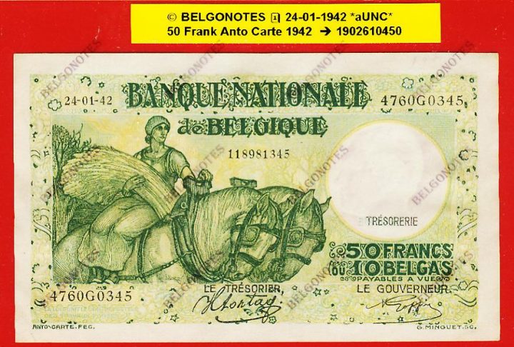 50 Francs Type Anto Carte **AUNC**1942** Lot 1902610450