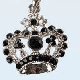 GSM Hangertje Mobile Charm Bling Bling Kroontje zwart