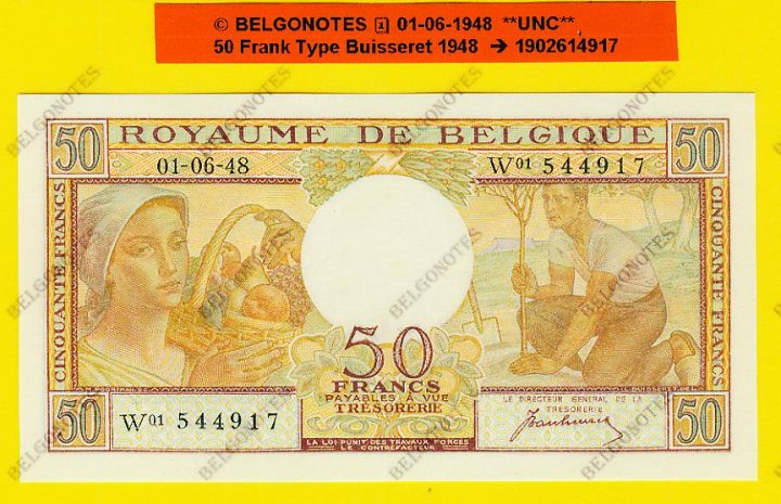 50 Francs Type Buisseret 01-06-1948 **UNC** Lot 1902614917