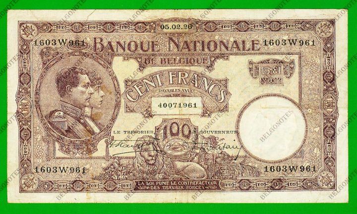 100 Francs Type Nationale reeks Mauve 1926* Lot 1902611961