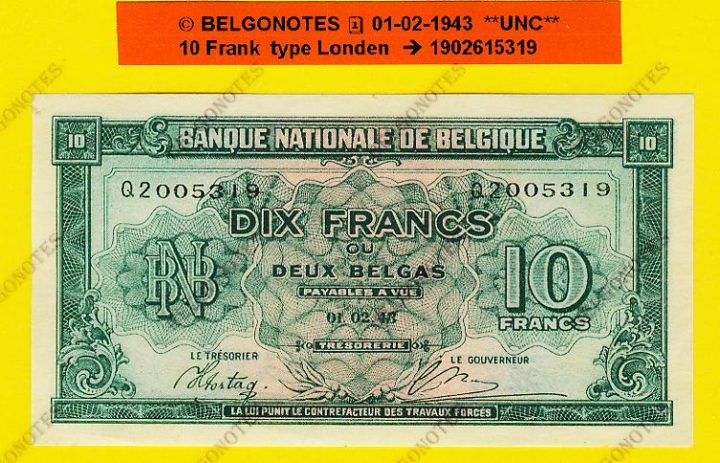 10 Francs type Londen*01-02-1945**UNC**Lot 1902615319