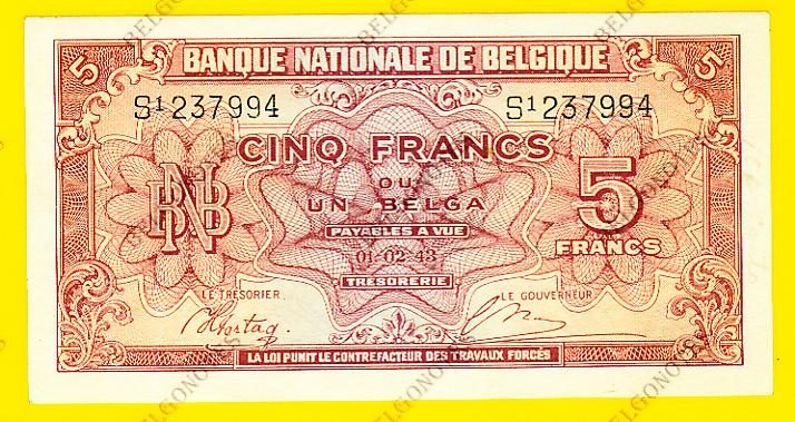 5 Francs type Londen*01-02-1943*Lot 1902617994