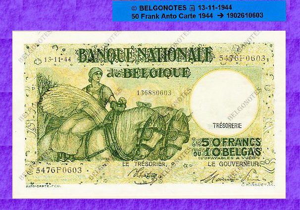 50 Francs Type Anto carte 13-11-1944.Lot 1902610603