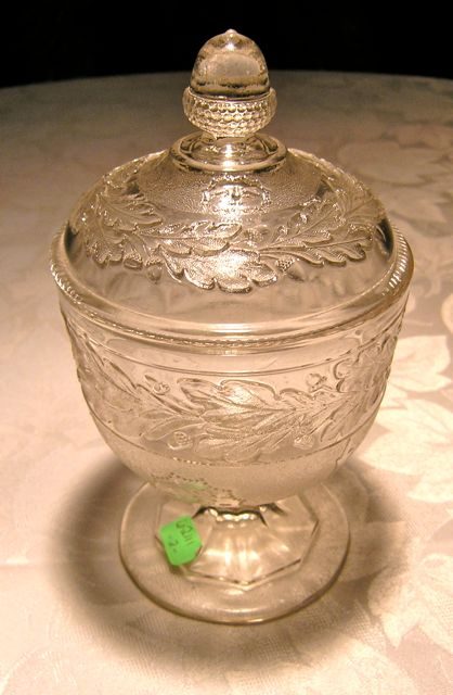 DEKSELVAASJE VROEG AMERIKAANS GEPERST GLAS 1880
