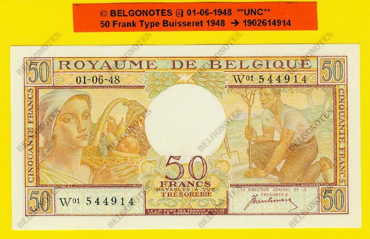 50 Francs Type Buisseret 01-06-1948 **UNC** Lot 1902614914
