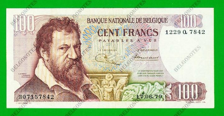 100 Francs Type Lombard 1970 **Jordens-Ansiaux** Lot 1902617842