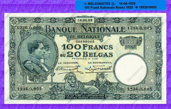 100 Francs Nationale reeks*16-04-1929*Lot 1902610005