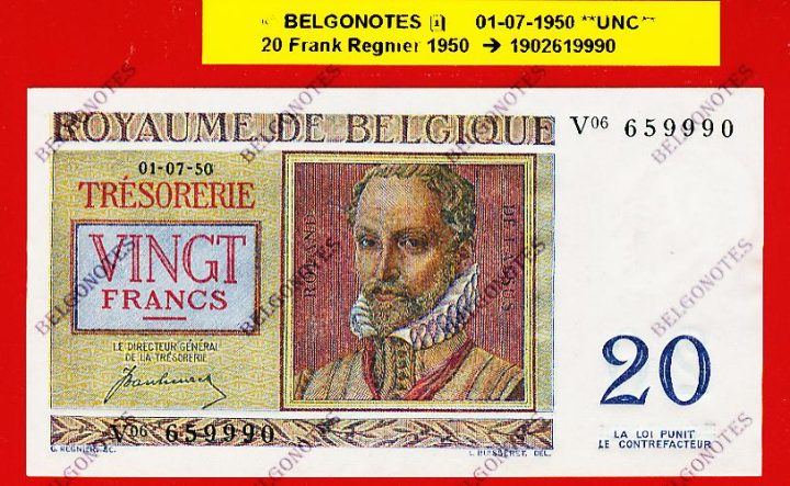 20 Francs Type Regnier **UNC**1950** Lot 1902619990
