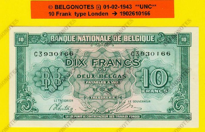 10 Francs type Londen*01-02-1945**UNC**Lot 1902610166