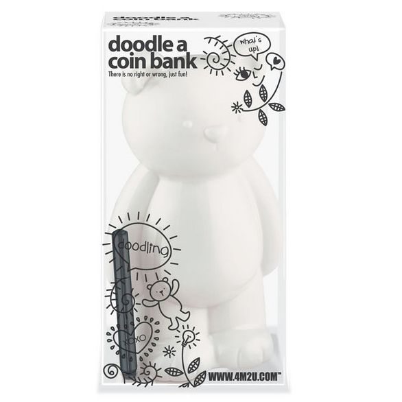 Doodle je eigen spaarpot Teddy Beer wit