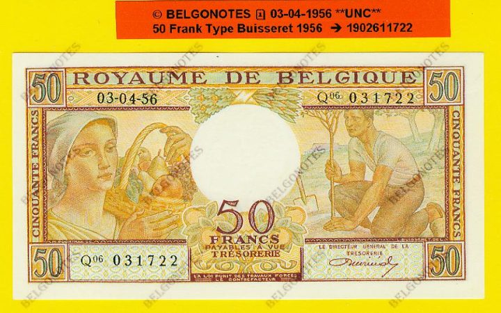 50 Francs type Buisseret 1956**UNC**Lot 1902611722