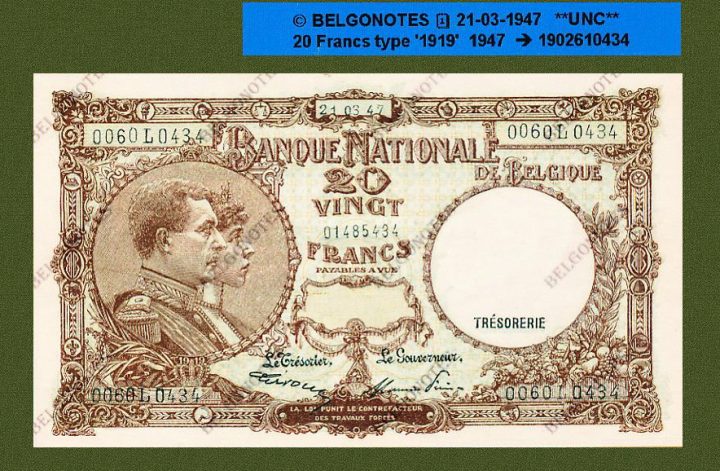 20 Francs Type '1919' 21-03-1947 **UNC**Lot 1902610434