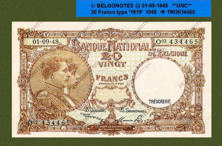 20 Francs Type '1919' 01-09-1948 **UNC**Lot 1902614465