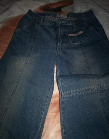 Jeans pantalon met wijde pijpen