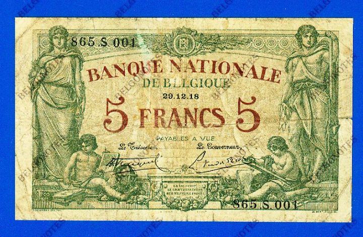 5 Francs Type Brussel* 29-12-1918*.Lot 190261001