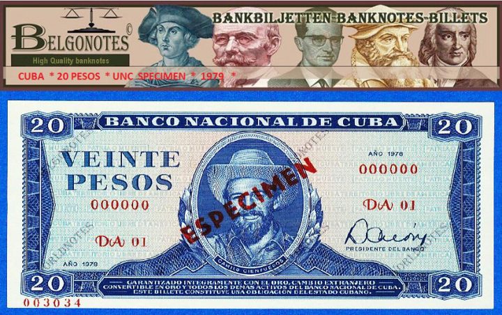 **UNC** Cuba 1978* 20 Pesos ***SPECIMEN ***
