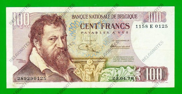 100 Francs Type Lombard 1970 **Jordens-Ansiaux** Lot 1902610125