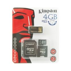 KINGSTON Micro SD 4 GB + 2 adap + USB reader