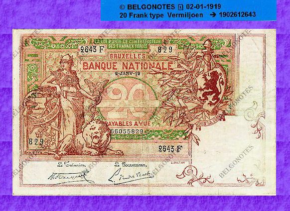 20 Francs Type Vermiljoen*02-01-1919*Lot 1902612643