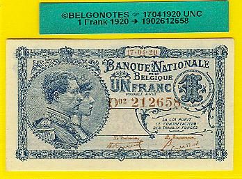 1 Franc Type Nat. reeks 1920**UNC**Lot 1902612658