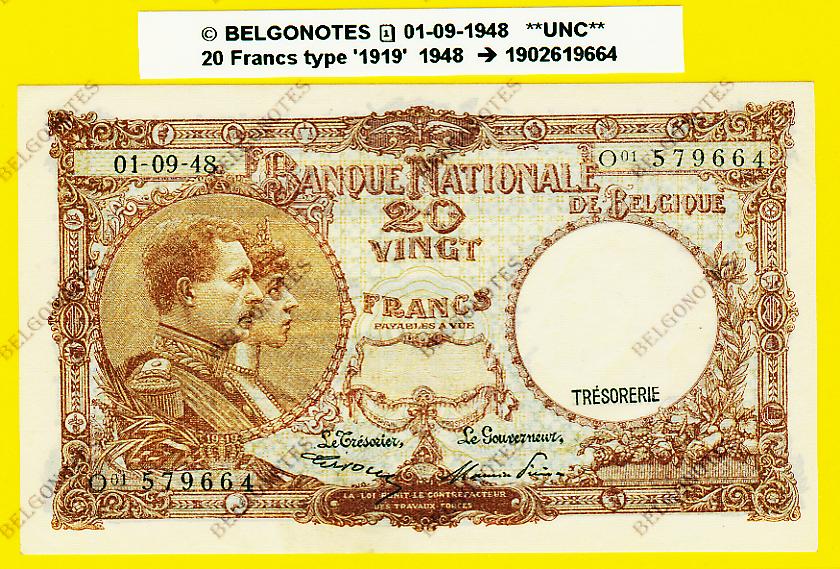 20 Francs Type '1919' 01-09-1948 **UNC**Lot 1902619664