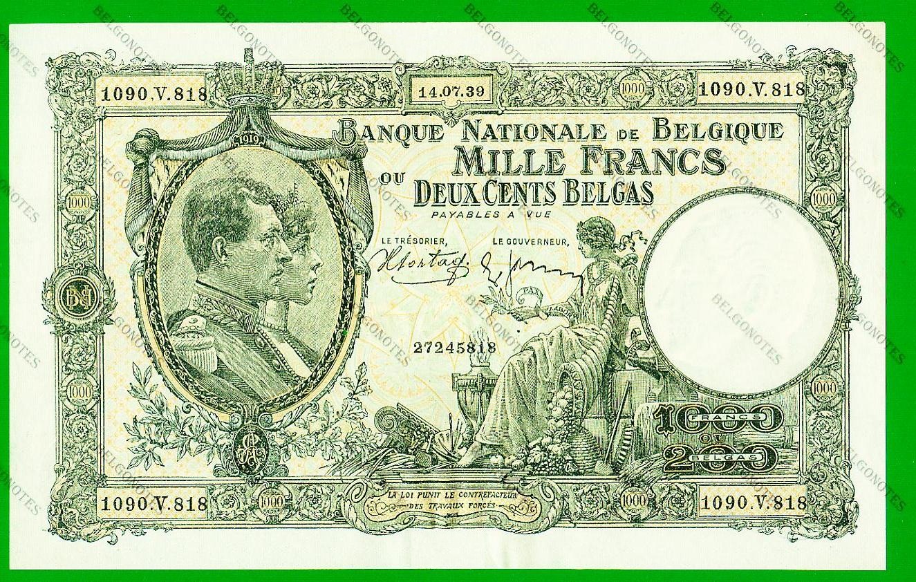 1000 Francs Type Nationale reeks 1939* Lot 1902615818