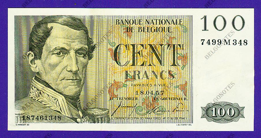 100 Francs Type Eeuwfeest*1957*Lot 1902611348**AUNC**